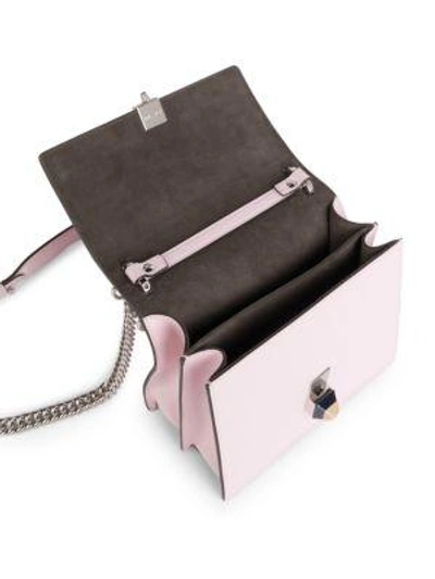 Shop Fendi Mini Kan I Studded Leather Crossbody Bag In Peony