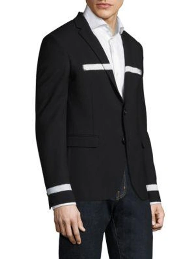 Shop Neil Barrett Brush Stripe Slim-fit Jacket In Black