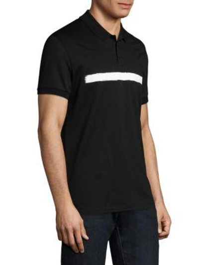 Shop Neil Barrett Brush Stroke Short Sleeve Polo In Black