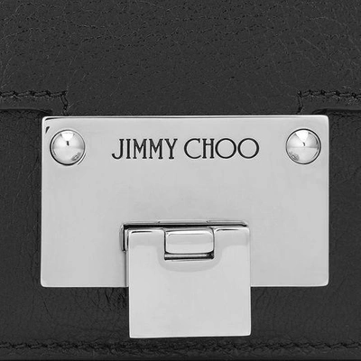 Shop Jimmy Choo Rebel Soft Mini Black Soft Grained Leather Mini Cross Body Bag In Black/chrome