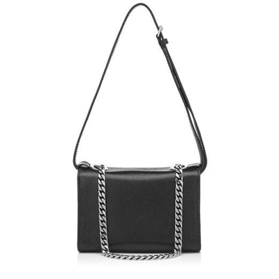 Shop Jimmy Choo Rebel Soft Mini Black Soft Grained Leather Mini Cross Body Bag In Black/chrome
