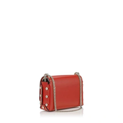 Shop Jimmy Choo Lockett Petite Red Spazzolato Leather Shoulder Bag In Red/chrome