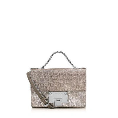 Shop Jimmy Choo Rebel Soft Mini Platinum Metallic Grainy Leather Mini Cross Body Bag