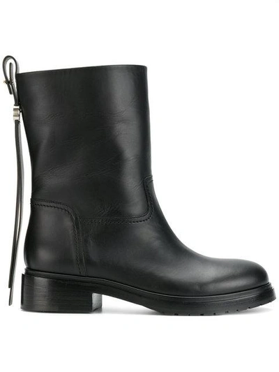 Shop Giorgio Armani Back Zip Boots In Black