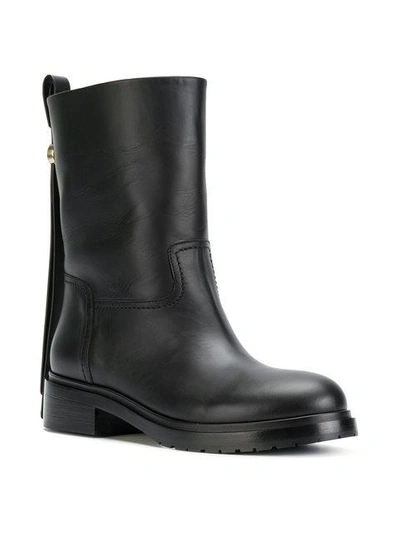 Shop Giorgio Armani Back Zip Boots In Black