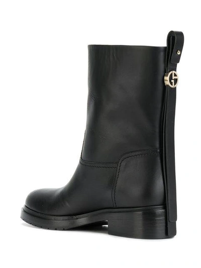 Shop Giorgio Armani Back Zip Boots In Black