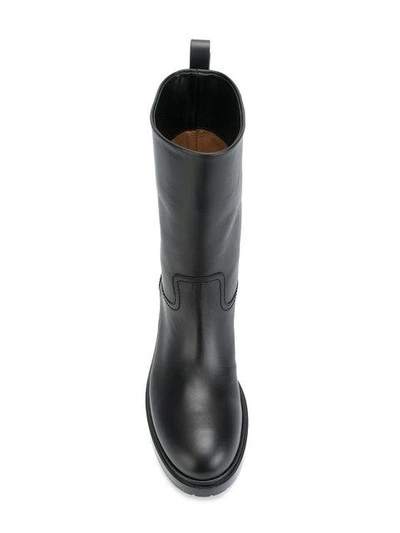 Shop Giorgio Armani Back Zip Boots In Black