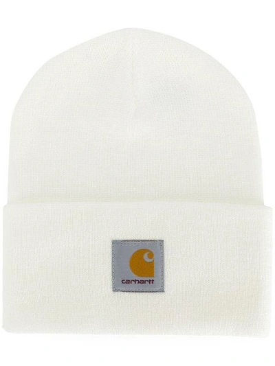 Shop Carhartt Logo Patch Beanie In White