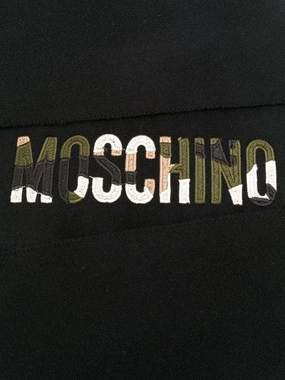 Moschino Fringed Camouflage Logo Scarf | ModeSens