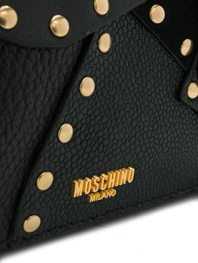 Shop Moschino Studded Shoulder Bag - Black