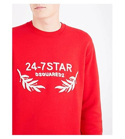 Shop Dsquared2 24-7 Star Cotton-jersey Sweatshirt In Red