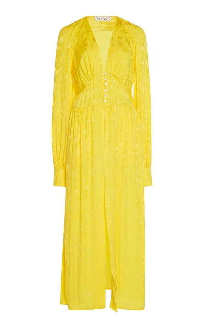 Shop Attico Midi Robe Dress In Yellow