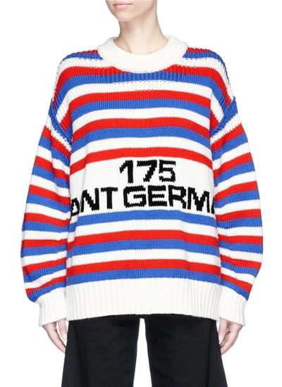 Shop Sonia Rykiel '175 Saint Germain' Slogan Intarsia Stripe Oversized Sweater