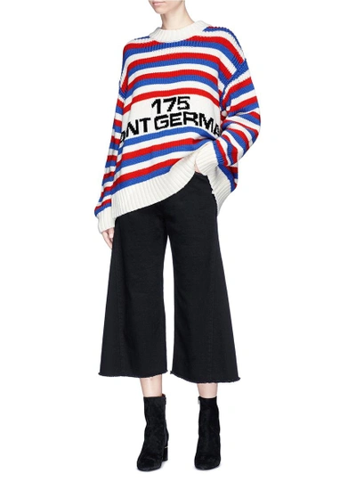 Sonia Rykiel '175 Saint Germain' Slogan Intarsia Stripe Oversized Sweater  In Red/white/blue | ModeSens