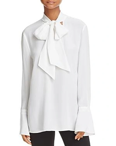 Shop Equipment Jacqueleen Tie-neck Silk Top In Bright White