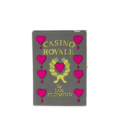 Shop Olympia Le-tan Grey Casino Royale Book Clutch Bag