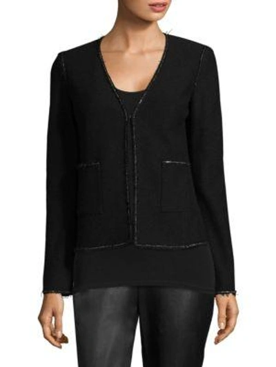 Shop St John Boucle-knit Jacket In Caviar