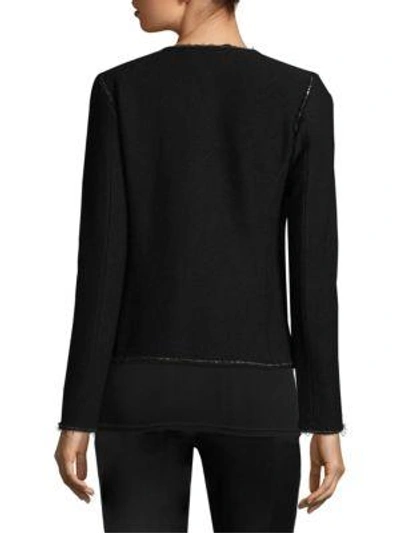 Shop St. John Boucle-knit Jacket In Caviar