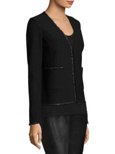 Shop St John Boucle-knit Jacket In Caviar