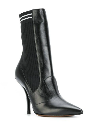 Shop Fendi Ribbed Sock Boots In Black