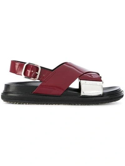 Shop Marni Crossover Sandals In Red