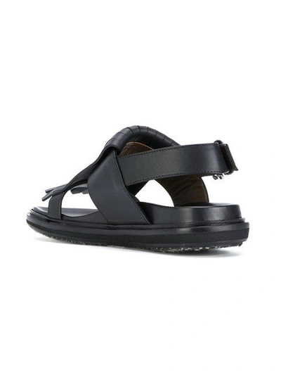 Shop Marni Fringed Slingback Sandals In Black