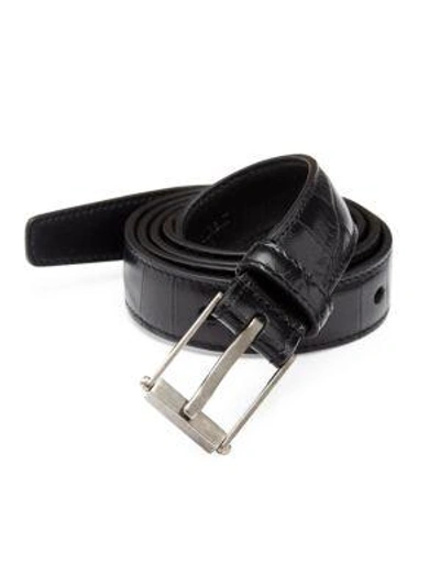 Shop Saint Laurent Monogram Passant Buckle Belt In Black
