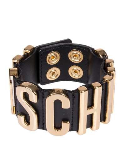 Shop Moschino Logo Bracelet In Black