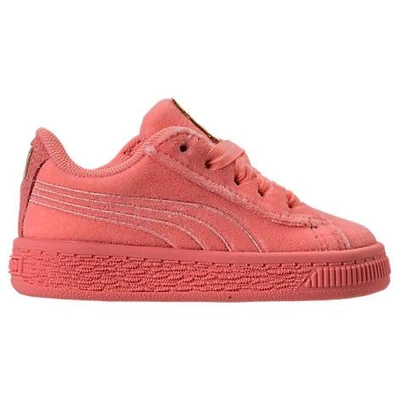 Shop Puma Girls' Toddler Basket Classic Velour Casual Shoes, Pink - Size 9.0