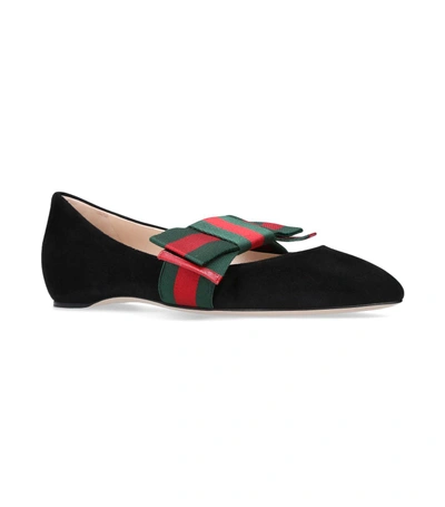 Shop Gucci Bow Ballet Flats In Black
