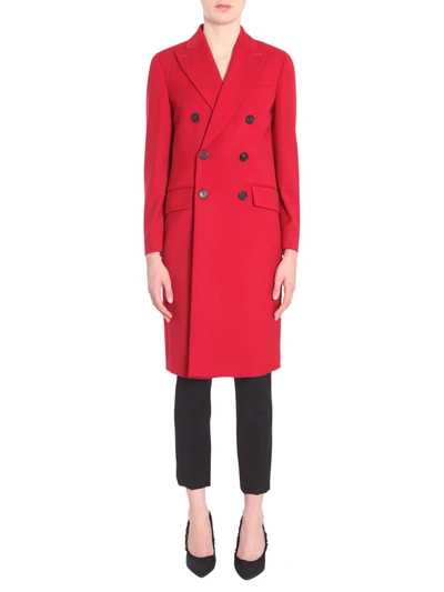 Shop Dsquared2 Double Breasted Coat In Rosso