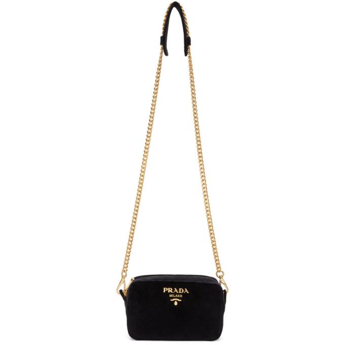 prada black velvet bag