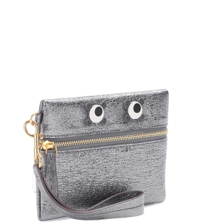 Shop Anya Hindmarch Eyes Leather Pouch In Steel