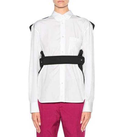 Shop Balenciaga Cotton Shirt With Vest In Yellow