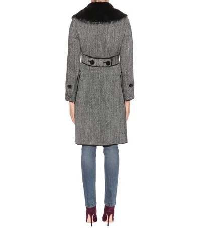 Shop Dolce & Gabbana Fur-trimmed Wool Coat In Doulle Face Falric