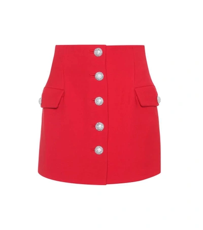 Shop Alessandra Rich Wool Miniskirt In Red