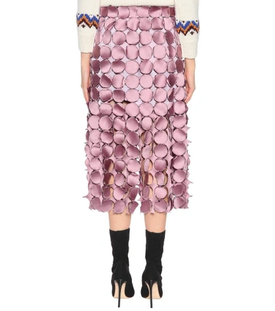 Shop Loewe Dot Satin Skirt In Piek