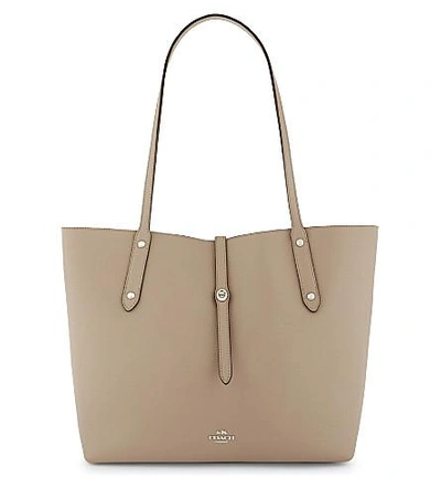 Shop Coach Market Leather Tote In Stone