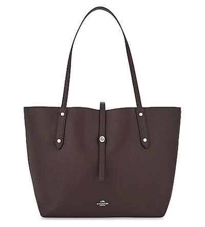Shop Coach Market Leather Tote In Oxblood
