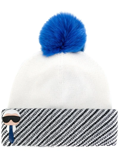 Shop Fendi Karlito Beanie In White