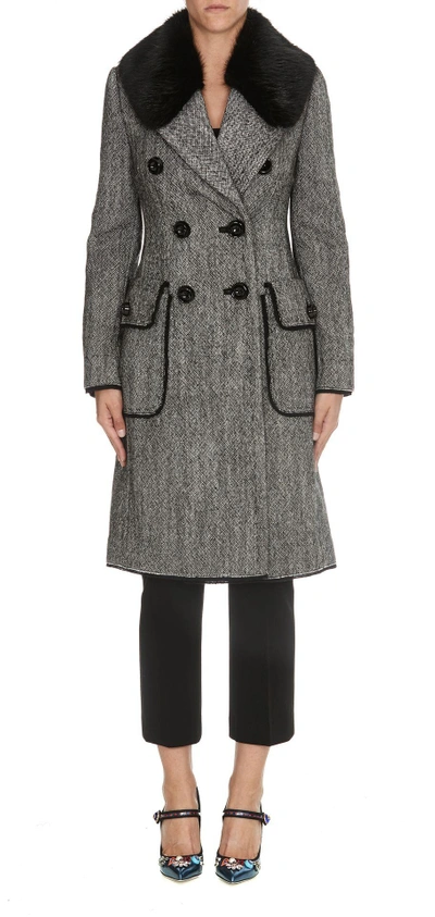 Shop Dolce & Gabbana Coat In Black Grey