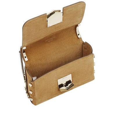 Shop Jimmy Choo Lockett Petite Hazel Suede Shoulder Bag With Punk Studs