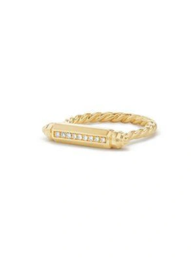 Shop David Yurman Women's Barrels Pavé Diamonds & 18k Yellow Gold Cable Ring