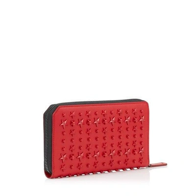 Shop Jimmy Choo Carnaby Deep Red Leather Travel Wallet With Mixed Stars