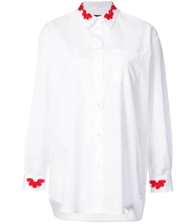 Shop Simone Rocha White Beaded Applique Shirt