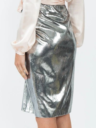 Shop Saint Laurent Metallic Ruched Mini Skirt