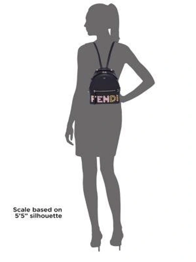 Shop Fendi Nero Studded Logo Leather Backpack