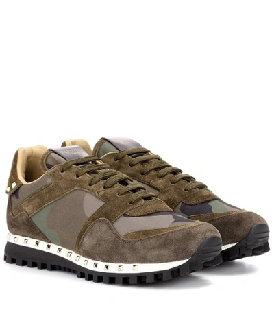 Shop Valentino Camouflage Sneakers In Green