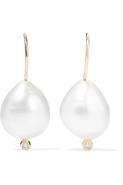 Mizuki 14-karat Gold, Pearl And Diamond Earrings | ModeSens