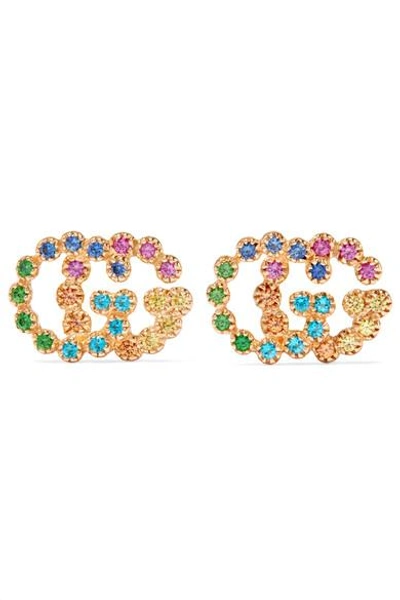 Shop Gucci 18-karat Gold Multi-stone Earrings